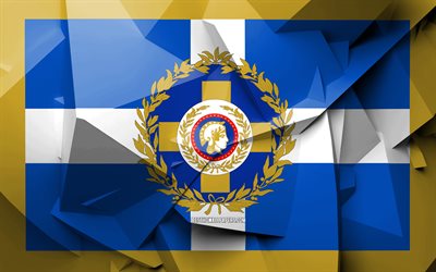 4k, Flag of Attica, geometric art, Regions of Greece, Attica flag, creative, greek regions, Attica Region, administrative districts, Attica 3D flag, Finland, Attica