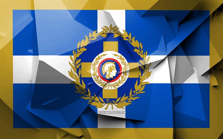 4k, Bandeira da &#193;tica, arte geom&#233;trica, Regi&#245;es da Gr&#233;cia, &#193;tica bandeira, criativo, grego regi&#245;es, &#193;tica Regi&#227;o, distritos administrativos, &#193;tica 3D bandeira, Finl&#226;ndia, &#193;tica