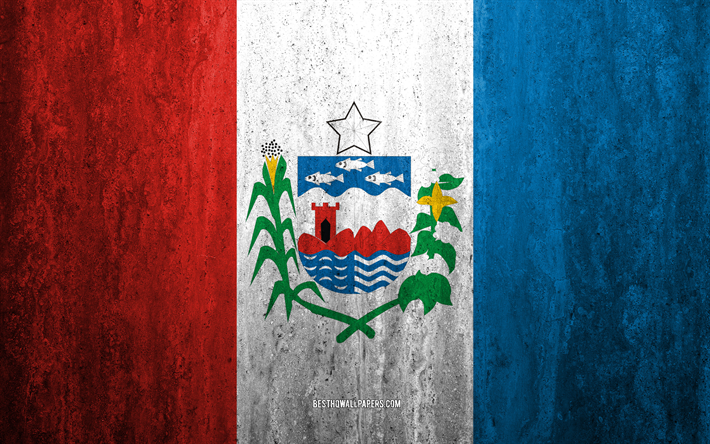 Lipun Alagoas, 4k, kivi tausta, Brasilian valtion, grunge lippu, Alagoas Valtion lippu, Brasilia, grunge art, Valtion Alagoas, liput Brasilian osavaltiossa