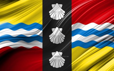 4k, Bedfordshire flagga, engelska l&#228;n, 3D-v&#229;gor, Flaggan i Bedfordshire, Grevskapen i England, Bedfordshire L&#228;n, administrativa distrikt, Bedfordshire 3D-flagga, Europa, England, Sundsvall