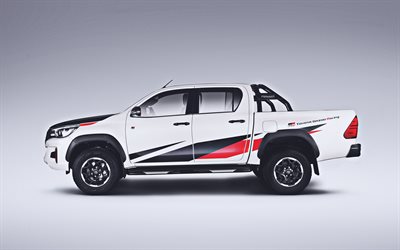 Toyota Hilux GR Esporte, 4k, vista lateral, 2019 carros, tuning, SUVs, 2019 Toyota Hilux GR Esporte, carros japoneses, Toyota