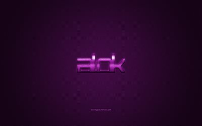 Alok-logo, violetti kiilt&#228;v&#228; logo, Alok metalli-tunnus, Brasilialainen DJ, Alok Achkar Peres Petrillo, violetti hiilikuitu rakenne, Alok, merkkej&#228;, creative art