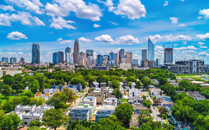 Charlotte, 4k, cityscapes, modern buildings, american cities, North Carolina, America, USA, City of Charlotte, HDR