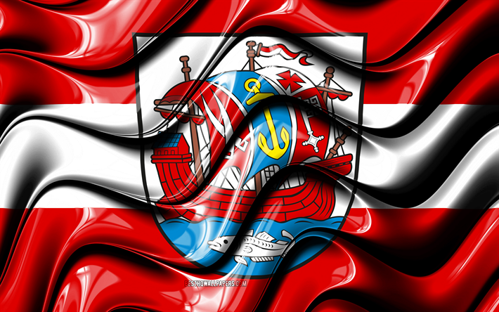 Bremerhaven Bandeira, 4k, Cidades da Alemanha, Europa, Bandeira de Bremerhaven, Arte 3D, Bremerhaven, Cidades alem&#227;s, Bremerhaven 3D bandeira, Alemanha