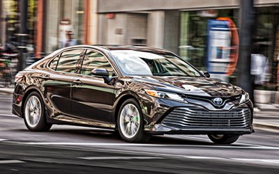 2019, Toyota Camry, vista frontale, esterno, nero nuovo Camry, auto giapponesi, Toyota