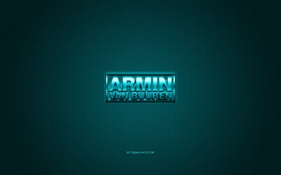 Armin van Buuren logo, G&#252;m&#252;ş parlak logo, Armin van Buuren metal amblem, Hollandalı DJ, gri karbon fiber doku, Armin van Buuren, markalar, yaratıcı sanat
