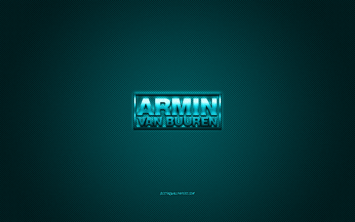 Armin van Buuren logotipo, plata brillante logotipo, Armin van Buuren emblema de metal, holand&#233;s DJ, gris textura de fibra de carbono, Armin van Buuren, marcas, arte creativo