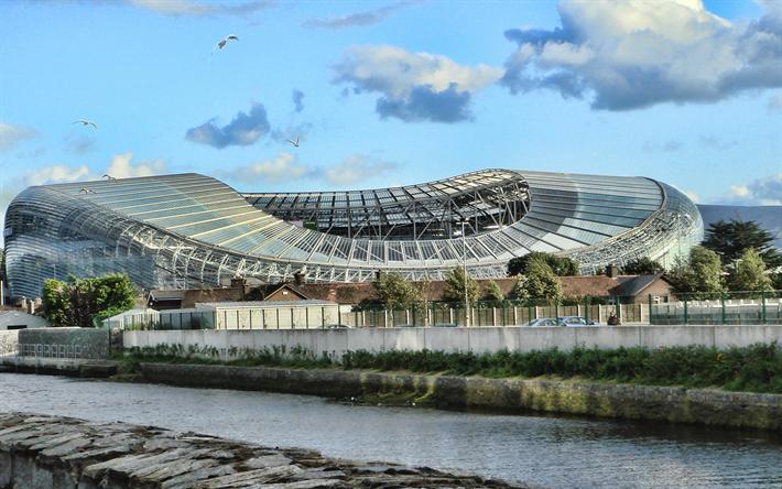 Aviva Stadium, stadio di calcio, Dublino, Irlanda, moderno palazzetto dello sport, Euro 2020 gli stadi di calcio