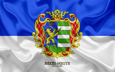 Flag of Bekes, 4k, silk flag, Hungarian county, silk texture, Bekes flag, Hungary, grunge art, Bekes, Counties of Hungary