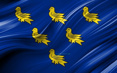 4k, Sussex bandera, ingl&#233;s condados, 3D ondas, la Bandera de Sussex, en los Condados de Inglaterra, en el Condado de Sussex, distritos administrativos, Sussex 3D de la bandera, Europa, Inglaterra, en el condado de Sussex