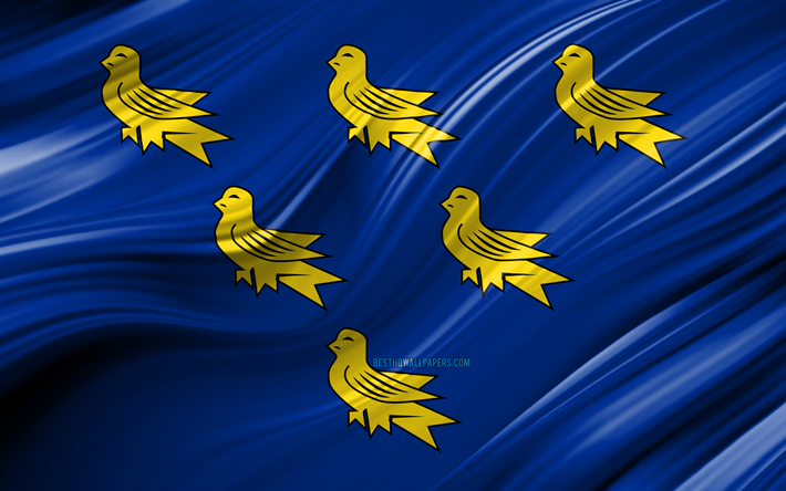 4k, Sussex flag, english counties, 3D waves, Flag of Sussex, Counties of England, Sussex County, administrative districts, Sussex 3D flag, Europe, England, Sussex