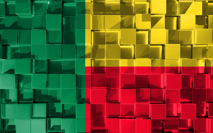 Bandera de Ben&#237;n, indicador 3d, 3d cubos de textura, las Banderas de los pa&#237;ses Africanos, arte 3d, Benin, en &#193;frica, de textura en 3d, Benin bandera