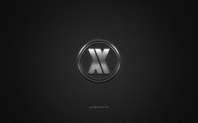 Blasterjaxx logo, argent brillant logo, Blasterjaxx embl&#232;me m&#233;tallique, DJ hollandais, Thom Jongkind, Idir Makhlaf, gris en fibre de carbone texture, Blasterjaxx, marques, art cr&#233;atif