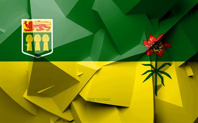 4k, Flaggan i Saskatchewan, geometriska art, Provinser i Kanada, Saskatchewan flagga, kreativa, kanadensiska provinser, Saskatchewan-Provinsen, administrativa distrikt, Saskatchewan 3D-flagga, Kanada, Saskatchewan
