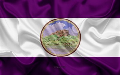 フラグのポ菅州, 4k, 絹の旗を, 州のタイ, シルクの質感, ポ館フラグ, タイ, ポ菅州