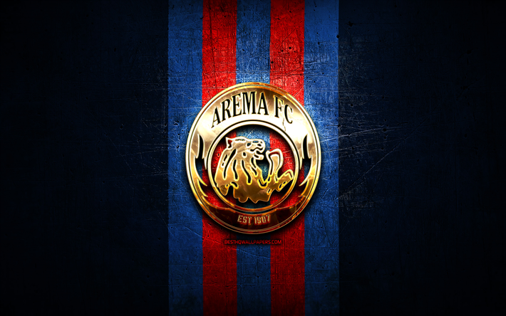 ارينا اف سي, الشعار الذهبي, الدوري الاندونيسي 1, خلفية معدنية زرقاء, كرة القدم, نادي كرة القدم الإندونيسي, شعار arena fc, fc arema