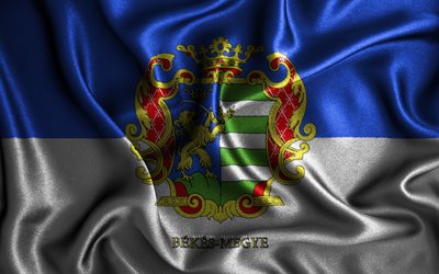 Bekes flag, 4k, silk wavy flags, hungarian counties, Day of Bekes, Flag of Bekes, fabric flags, 3D art, Bekes, Counties of Hungary, Bekes 3D flag, Hungary