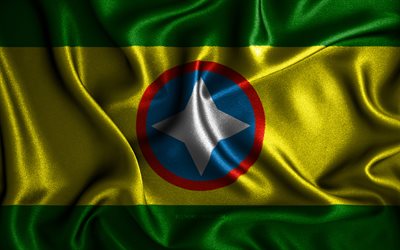 bucaramanga flagga, 4k, v&#229;giga sidenflaggor, colombianska st&#228;der, bucaramangas dag, tygflaggor, bucaramangas flagga, 3d-konst, bucaramanga, colombias st&#228;der, bucaramanga 3d-flagga, colombia