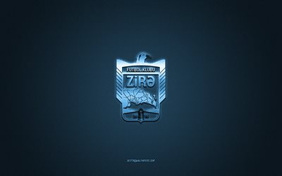 zira fc, club de football azerba&#239;djanais, logo bleu, fond bleu en fibre de carbone, premier league azerba&#239;djanaise, football, bakou, azerba&#239;djan, logo zira fc