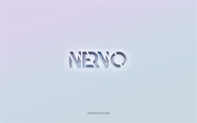 nervo-logotyp, utskuren 3d-text, vit bakgrund, nervo 3d-logotyp, nervo-emblem, nervo, pr&#228;glad logotyp, nervo 3d-emblem