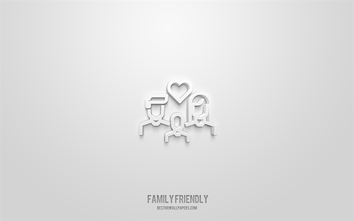 familienfreundliches 3d-symbol, wei&#223;er hintergrund, 3d-symbole, familienfreundlich, personensymbole, familienfreundliches zeichen, personen-3d-symbole