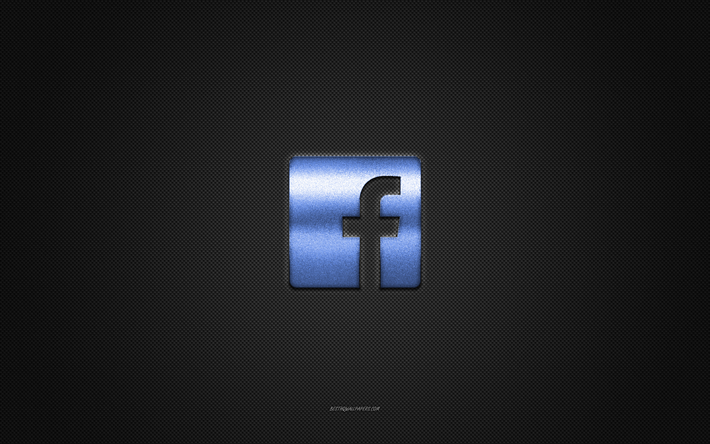 logo facebook, logo blu lucido, emblema facebookmetal, struttura in fibra di carbonio blu, facebook, marchi, arte creativa, emblema facebook