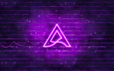 &#225;rtico violeta logotipo, 4k, violeta brickwall, &#225;rtico logotipo, marcas, &#225;rtico neon logotipo, &#225;rtico
