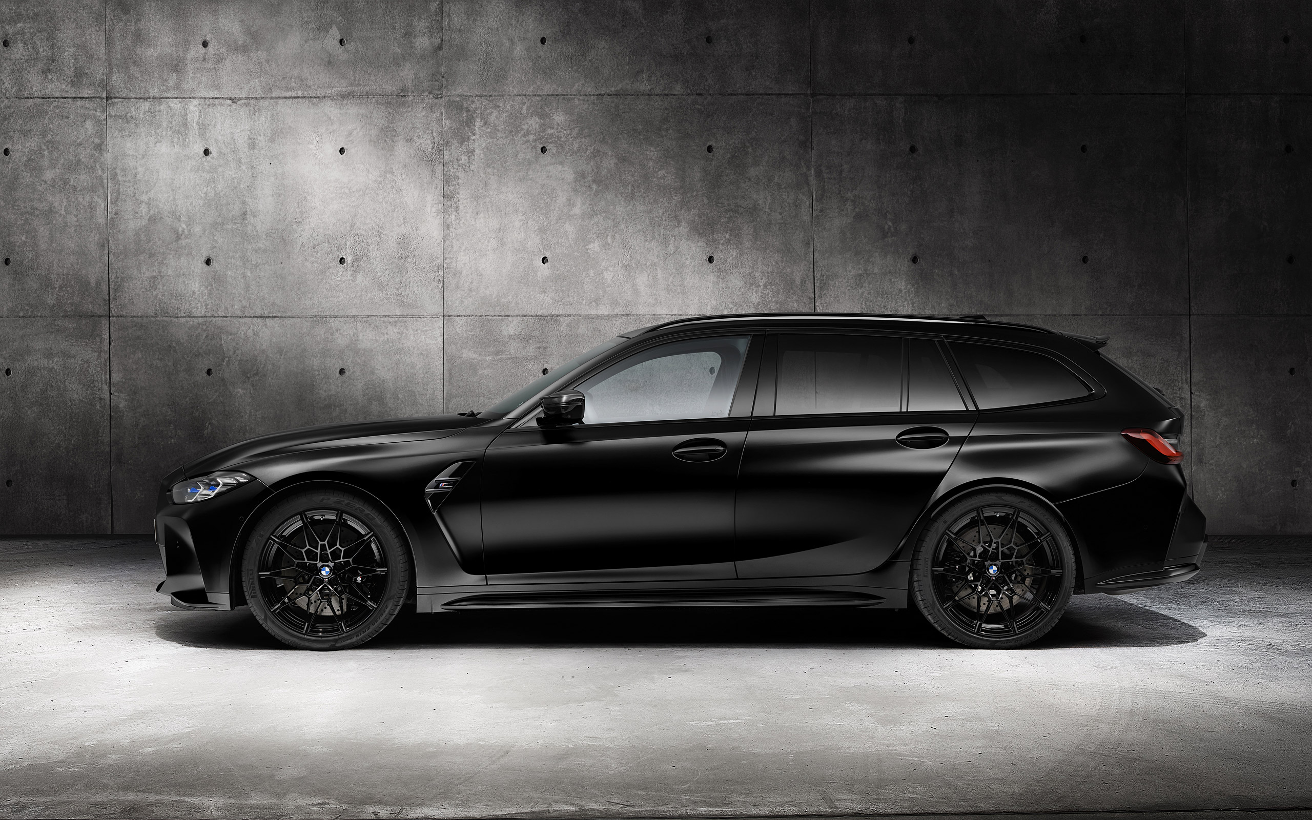 Download wallpapers 2023, BMW M3 Touring, side view, exterior, black