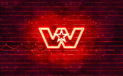 Western Star red logo, 4k, red brickwall, Western Star logo, brands, Western Star neon logo, Western Star