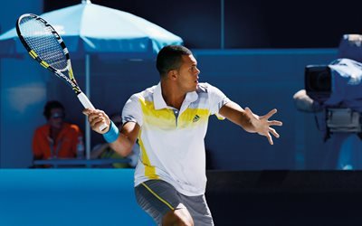 Jo-Wilfried Tsonga, Tennis, ATP, tennisbana, tennis racket, Fransk tennisspelare