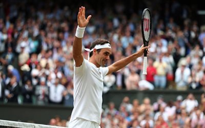 Roger Federer, tenista Suizo, victoria, pista de tenis, ATP, retrato