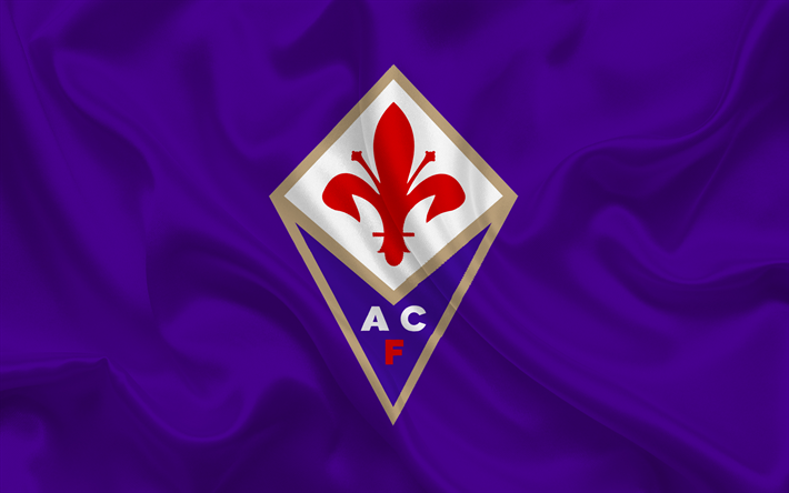 La Fiorentina, club de F&#250;tbol, emblema, logotipo, Italia, Florencia, de f&#250;tbol, de seda p&#250;rpura, de la Serie a
