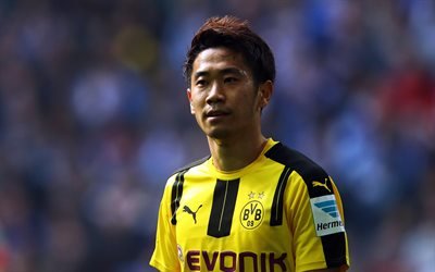 Shinji Kagawa, 4k, footballers, Bundesliga, soccer, Borussia Dortmund