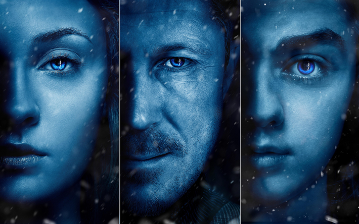 Of Thrones Sezon oyun 7, poster, 2017 filmler, Petyr Baelish, Arya Stark, Sansa Stark, Game Thrones