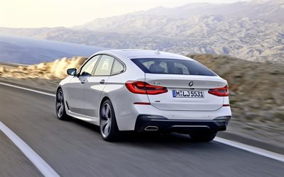 BMW 6-Sarjan, Gran Turismo, 2018, G32, Takaa katsottuna, uusia autoja, valkoinen bmw 6, Liftback, CLAR, BMW