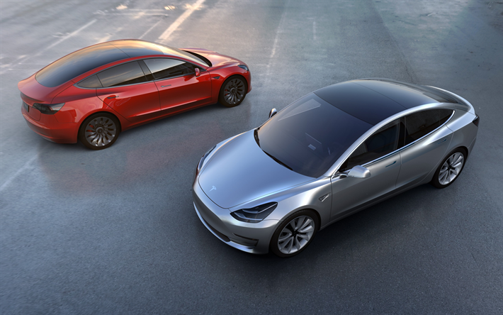 Tesla Model 3, 2017, coche El&#233;ctrico, el&#233;ctrico de cinco asiento de la limusina, coches Americanos, Tesla