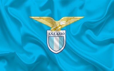 Lazio, Roma, Club de F&#250;tbol, el emblema de la Lazio, logotipo, Serie a, de Italia, de seda azul