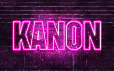 Kanon, 4k, sfondi per il desktop con i nomi, nomi di donna, Kanon nome, viola neon, buon Compleanno Kanon, popolare giapponese, nomi femminili, foto con Kanon nome