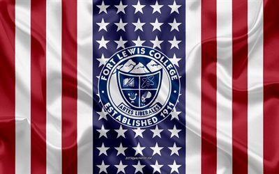 Fort Lewis College Emblem, American Flag, Fort Lewis College logo, Durango, Colorado, USA, Emblem of Fort Lewis College