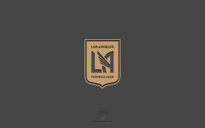 Los Angeles FC, gray background, American soccer team, FC Cincinnati emblem, MLS, Los Angeles, USA, soccer, Los Angeles FC logo