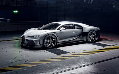 2022, Bugatti Chiron Super Sport, 4k, hypercar, vista frontale, esterno, nuovo Bianco Chiron Super Sport, supercar, Bugatti