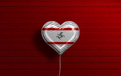 I Love Toscana, 4k, realistiset ilmapallot, punainen puutausta, Toscanan p&#228;iv&#228;, Italian alueet, Toscanan lippu, Italia, ilmapallo lipulla, Toscana
