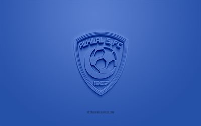 الهلال SFC, شعار 3D الإبداعية, الخلفية الزرقاء, SPL, نادي كرة القدم السعودي, الدوري السعودي للمحترفين, الرياض, المملكة العربية السعودية, فن ثلاثي الأبعاد, كرة القدم, الهلال SFC 3D الشعار