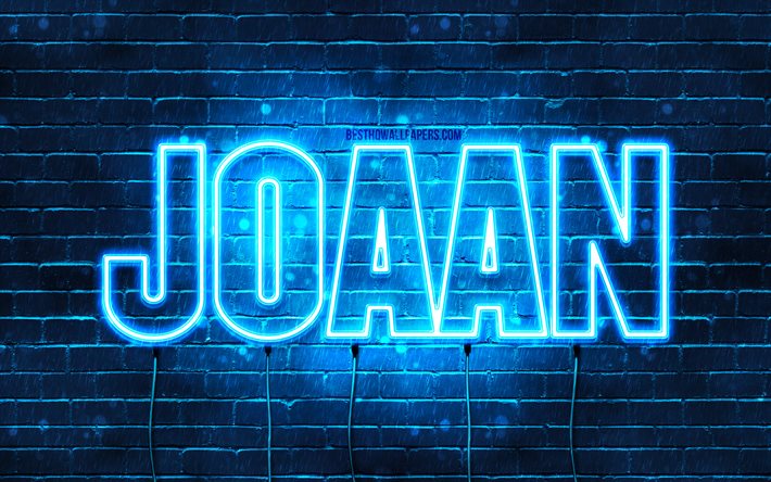 joaan, 4k, hintergrundbilder mit namen, joaan-name, blaue neonlichter, happy birthday joaan, beliebte arabische m&#228;nnernamen, bild mit joaan-namen