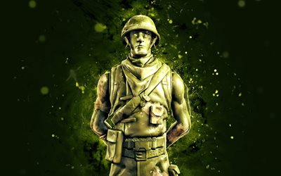 Plastic Patroller, 4k, luzes de n&#233;on verdes, Fortnite Battle Royale, personagens Fortnite, Plastic Patroller Skin, Fortnite, Plastic Patroller Fortnite