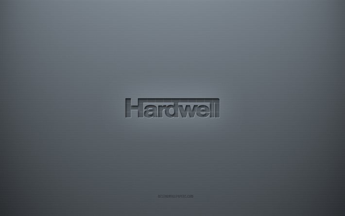 Hardwell-logotyp, gr&#229; kreativ bakgrund, Hardwell-emblem, gr&#229; pappersstruktur, Hardwell, gr&#229; bakgrund, Hardwell 3d-logotyp