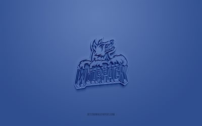 Hartford Wolf Pack, yaratıcı 3D logo, mavi arka plan, AHL, 3d amblem, Amerikan Hokey Takımı, Amerikan Hokey Ligi, Connecticut, ABD, 3d sanat, hokey, Hartford Wolf Pack 3d logo