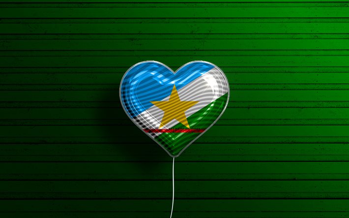 I Love Roraima, 4k, realistic balloons, green wooden background, brazilian states, flag of Roraima, Brazil, balloon with flag, States of Brazil, Roraima flag, Roraima, Day of Roraima