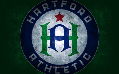 hartford athletic, amerikanische fu&#223;ballmannschaft, blauer hintergrund, hartford athletic-logo, grunge-kunst, usl, fu&#223;ball, hartford athletic-emblem