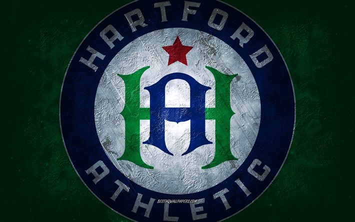 Hartford Athletic, time de futebol americano, fundo azul, logotipo do Hartford Athletic, arte grunge, USL, futebol, emblema do Hartford Athletic
